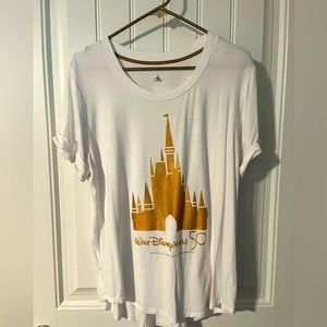 Walt Disney World 50th Anniversary Rosegold Cinderella Castle Shirt Large